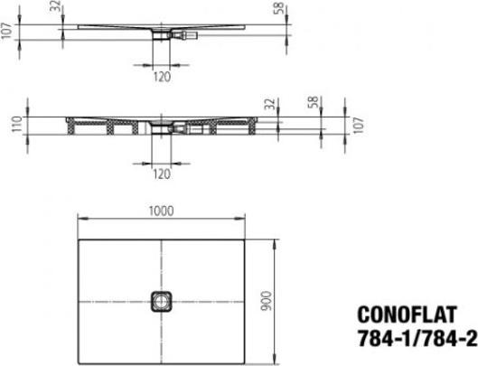 Actual product image Kaldewei Conoflat 784-2 90x100cm with polystyrene support