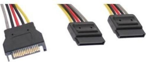 Produktbild PremiumCord SATA-Stromkabel (Y) zur Festplatte (2xF/1xM, 16cm, Gabel)