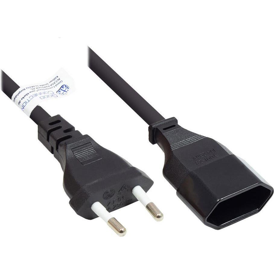 Good Connections, Verlängerungskabel, Euro-Verlängerung Euro-Stecker Typ C (gerade) an Euro-Buchse (gerade), schwarz, 0,...