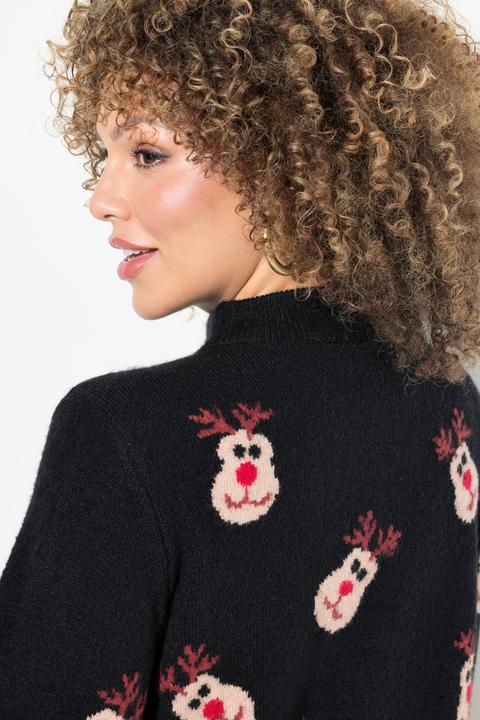 Image du produit Ulla Popken Pull à col montant et manches longues, motif rennes (42, 44)