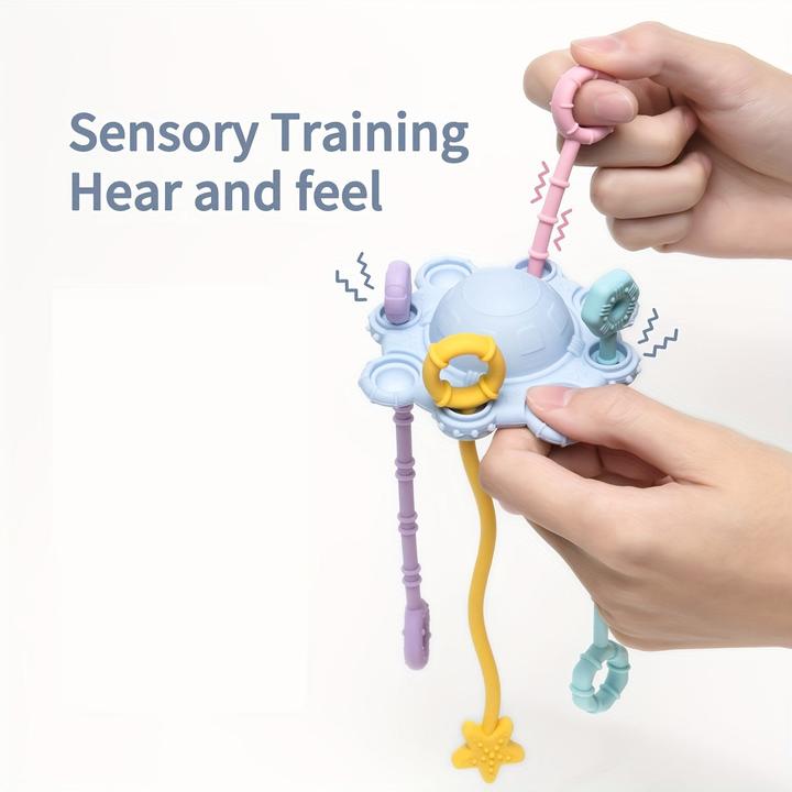Image du produit Activity Board Baby Pull Rope Activity Toy avec Bubble Bursting et Teether, jouet adapté aux 6-9-12 mois