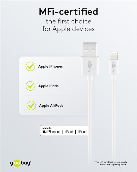 Produktbild Goobay Dual USB-A Ladegerät mit Apple Lightning Kabel (12 W)