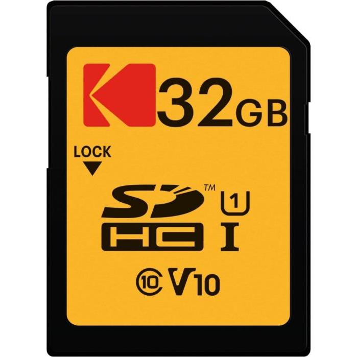 Kodak SDHC 32GB Class10 U1 (32 GB, SDHC, UHS-I), Scheda di memoria, Nero