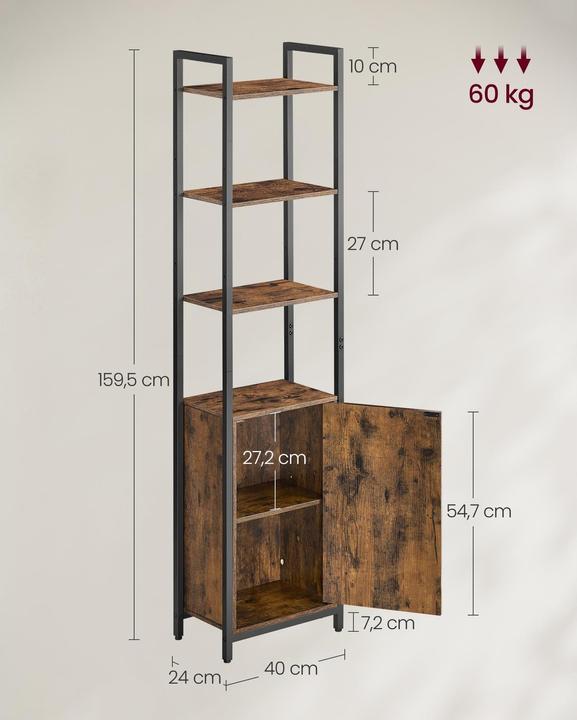 Image du produit Vasagle Regal mit 4 Ablagen (40 x 24 x 159,5 cm)
