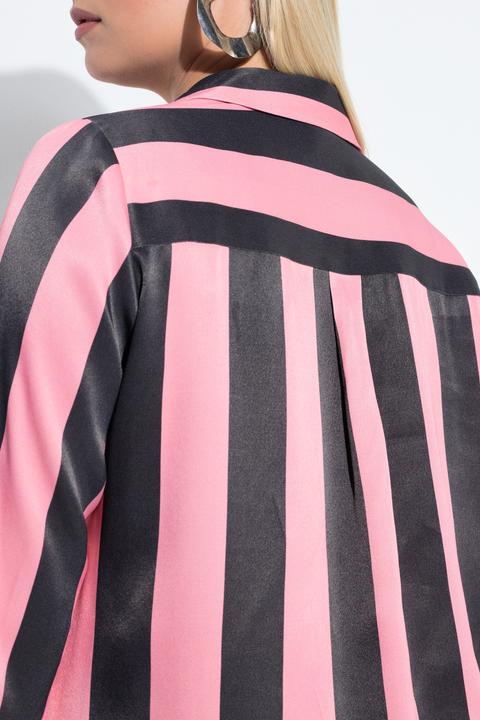 Actual product image Ulla Popken Mixed Stripe Button Front Tunic Blouse (62)