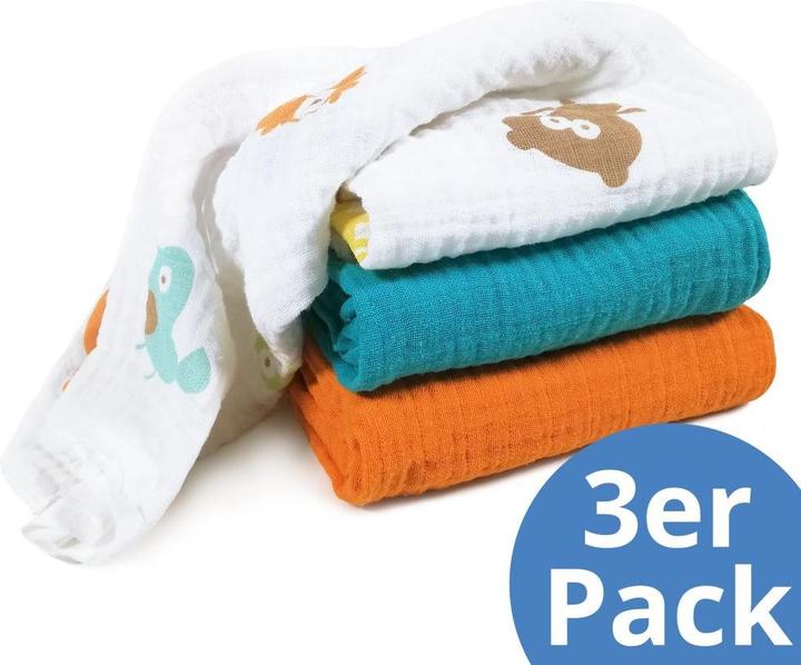 Produktbild Makian Mullwindeln & Mulltücher Mullwindel / Mulltuch 3er Pack 80 x 80 cm - Türkis (80 cm, 80 cm)