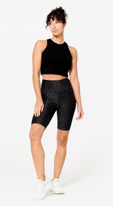 Image du produit Domyos Cycliste de fitness extensible femme, gris foncé imprimé léopard (XS)