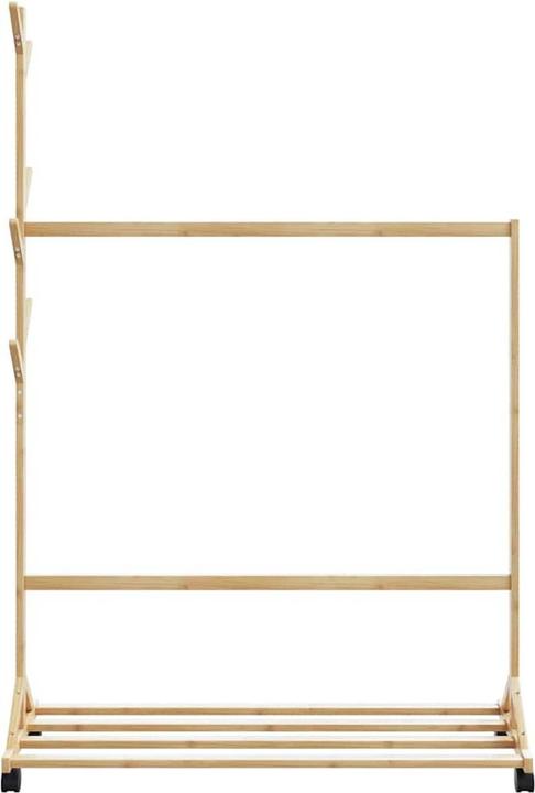 Actual product image vidaXL Kleiderständer mit Haken und Rollen 100x35x157 cm Bambus