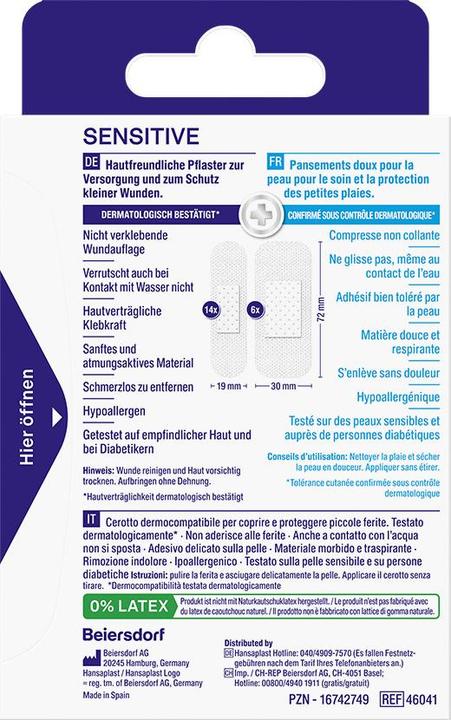 Productafbeelding Hansaplast Sensitive (20 x)