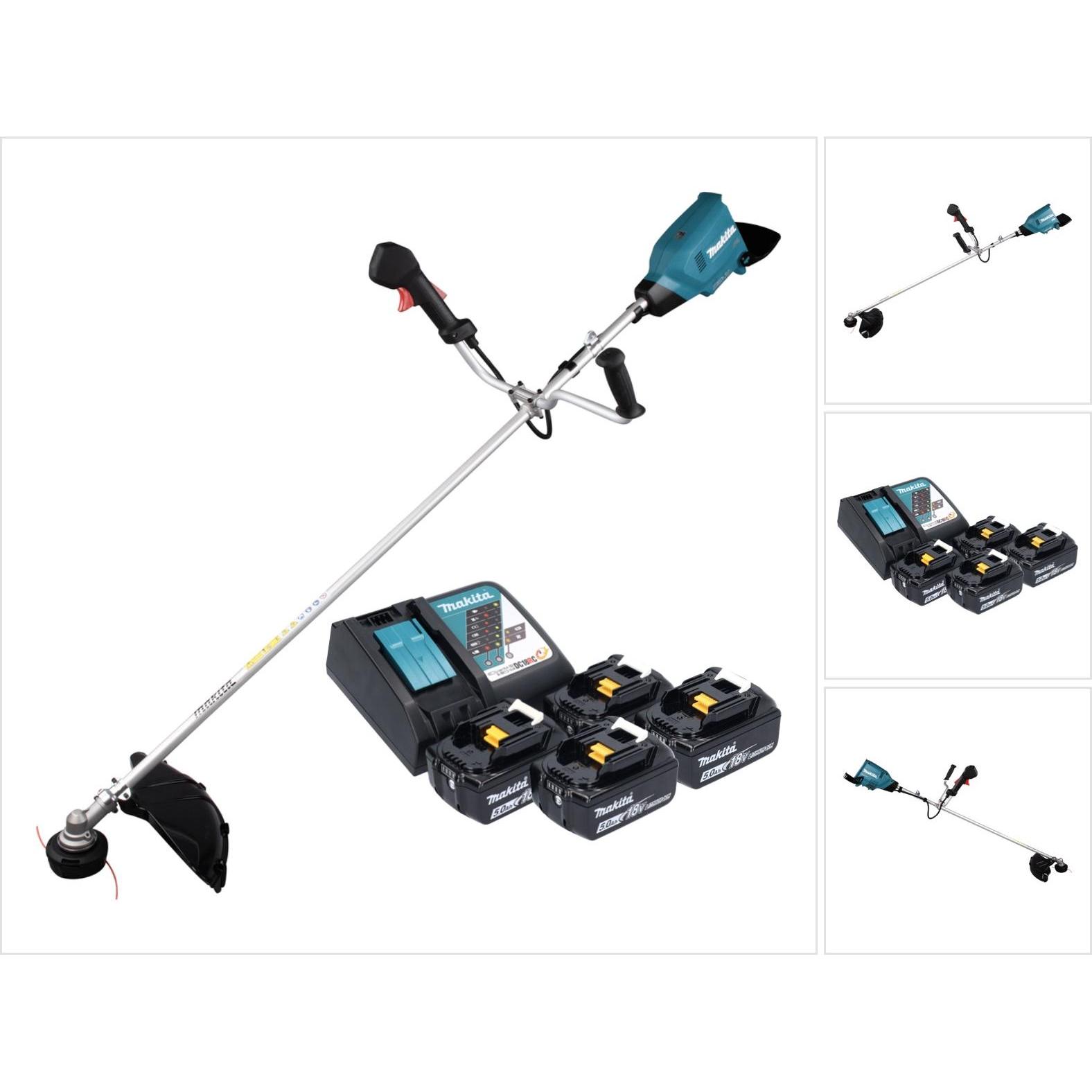 Makita, Decespugliatore, DUR 369 ART4 Decespugliatore a batteria 36 V ( 2x 18 V ) 43 cm brushless + 4x batteria 5.0 Ah +