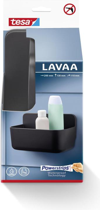 Produktbild tesa LAVAA Duschkorb, klein inkl. Klebelösung ohne Bohren (12 x 20 x 11 cm)