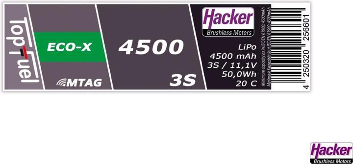 Image du produit Hacker TopFuel Eco-X 20C 4500mAh 3S MTAG (11.10 V, 4500 mAh)