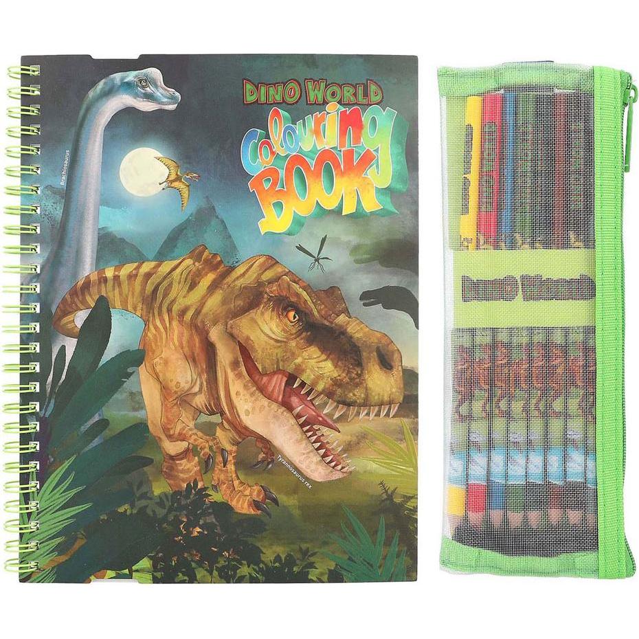 Thumbnail - Dino World - Colouring Book with Coloured Pencils - (412746)