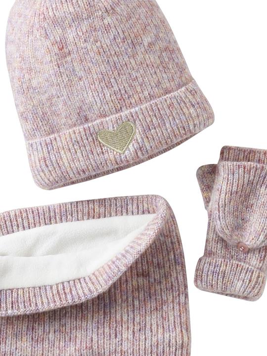 Actual product image Vertbaudet Mädchen Set: Mütze mit Herz, Rundschal & 2-in-1-Handschuhe (152, 158)