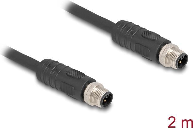 Produktbild Delock M12 Kabel L-kodiert 4 Pin Stecker zu Stecker PUR schl