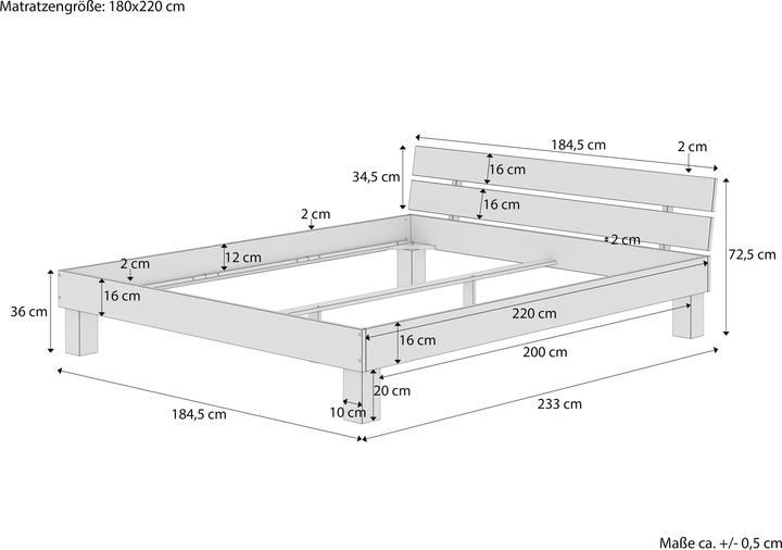 Nutritional values and ingredients Erst-Holz Modern super King bed 180x220 lacquered Beech without rigid slats 60.80-18-220oR (180 x 220 cm)