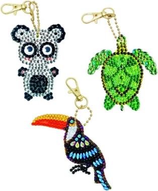 Actual product image Craft Buddy Exotic Animals, Crystal Art Keyring Kit
