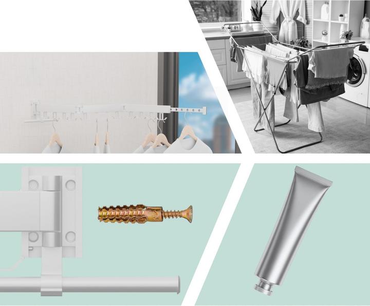 Actual product image Relaxdays Klappbarer Wäscheständer für Wandmontage
