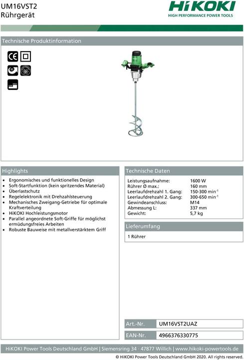 Produktbild Hikoki Handmixer UM16VST2