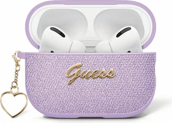 Produktbild Guess Metallic Script Charm Case for AirPods 4 - Purple (Kopfhörer Tasche)