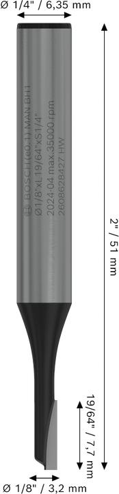 Actual product image Bosch Professional Zubehör Grooving cutter, 1/4", D1 3.2 mm, L 7.7 mm, G 51 mm