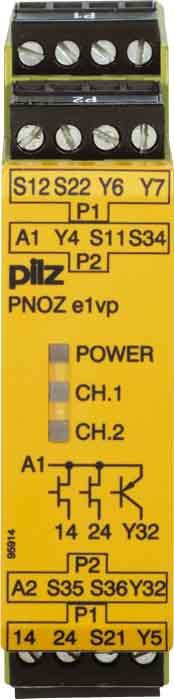 Produktbild Pilz GmbH & Co. KG Not-Aus-Schaltgerät PNOZ e1vp 10/24VDC 1so t