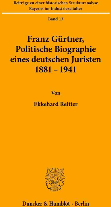 Produktbild Franz Gürtner (Deutsch, Ekkehard Reitter, 1976)
