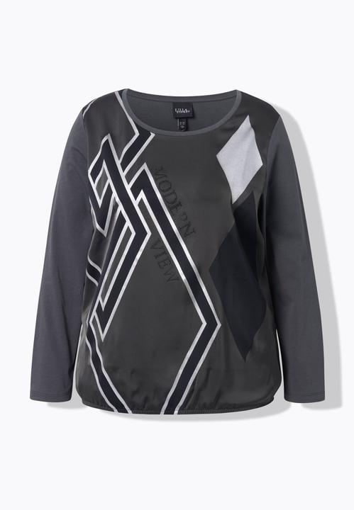 Actual product image Ulla Popken Diamond Graphic Mixed Material Tee (60)