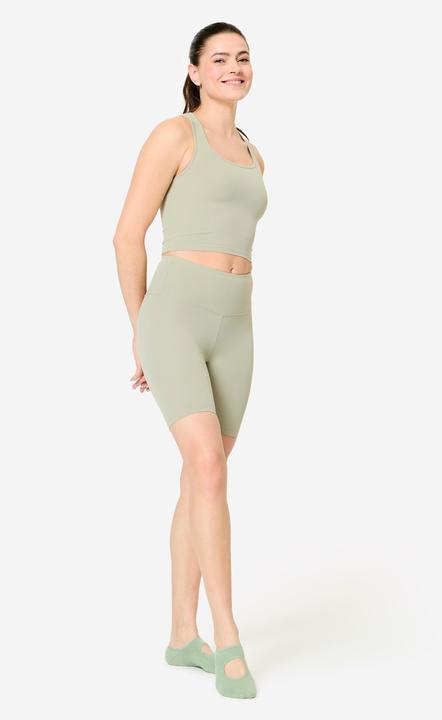 Produktbild Domyos Radlerhose Damen Slim hoher Taillenbund - grün (XS)