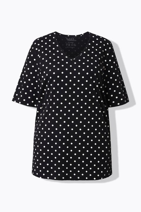 Actual product image Ulla Popken Polka Dot V-Neck Tee (60)