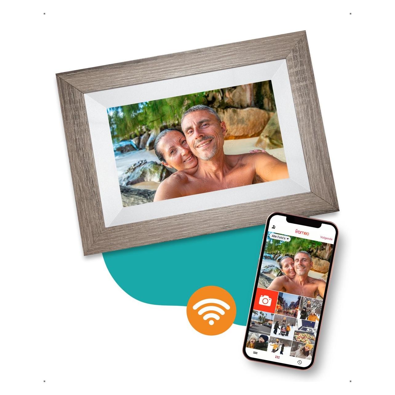 Digitale Dissidenz Fotolijst Met WiFi En Frameo App Fotokader - 8 Inch - Pora Hd+ -Ips Display Bruin/Hout - Micro Sd - (8", 1280 X 800 Pixels),