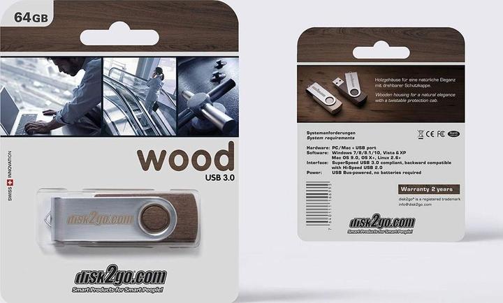 Image du produit Disk2go Bois (64 Go, USB-A)