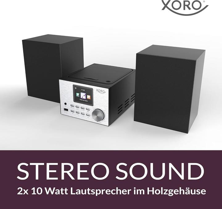 Actual product image Xoro Micro stereo system with Internet radio, DAB+, Bluetooth, CD player and USB media player (DAB+, FM, Web radio, Bluetooth, Wi-Fi)