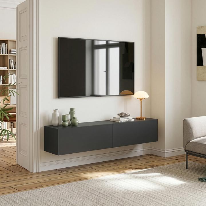 Produktbild En.Casa Hängeboard Evaton 160x32x30 cm Dunkelgrau, matt (160 x 31.50 x 30 cm)
