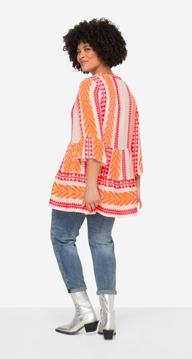 Actual product image Angel of Style Straight Cut 3/4-Sleeve Jacquard Stripe Tunic (46)