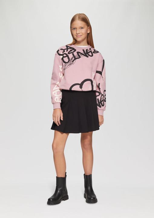 Produktbild s.Oliver Sweatshirt Sweatshirt mit All-over-Print und Rippbündchen (158, 164)