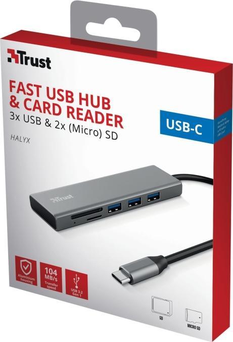 Actual product image Trust Halyx Hub 3 x USB 3.2 Gen 1 (USB-C, 3 ports)