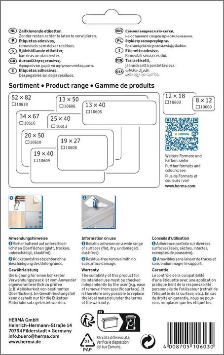 Produktbild Herma Ablösbare Vielzweck-Etiketten