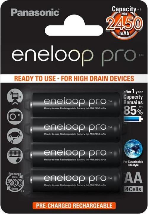 Produktbild Panasonic Akku Pro BK-3HCCE/4BE Mignon AA NiMH Akku und ACBOXAA (4 Stk., AA, 2450 mAh)