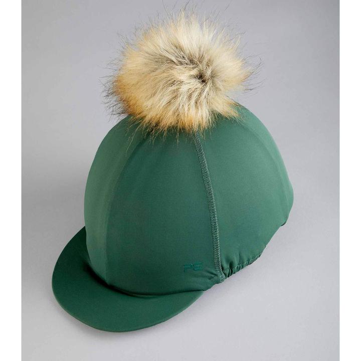 Actual product image Premier Equine Riding helmet cap in jersey with faux fur pompom
