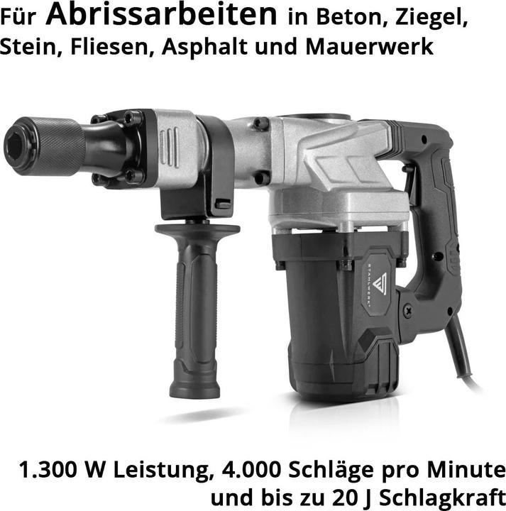 Image du produit Stahlwerk Marteau de démolition AH-1300 ST avec puissance de 1 300 W, 4 000 coups par min. (Air comprimé)