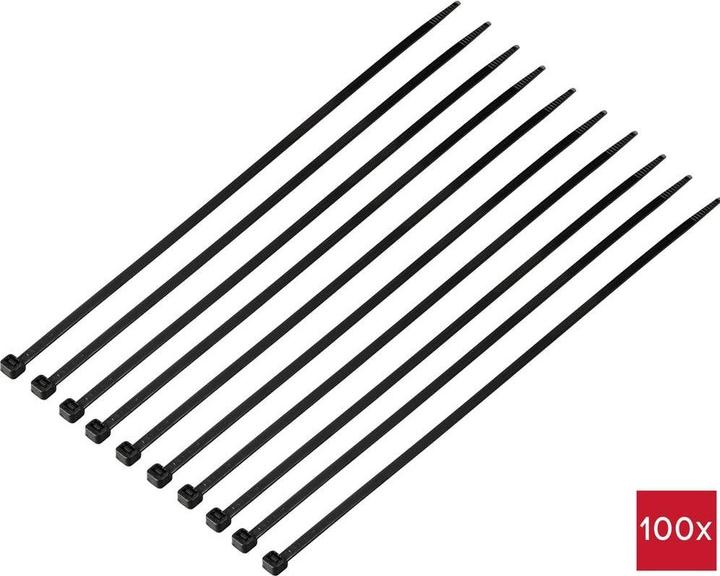 Produktbild Tru Components TC-12523680 Kabelbinder 300 mm 4.8 mm Schwarz 100 St. (Kunststoffkabelbinder, 300 mm, 100 Stk.)
