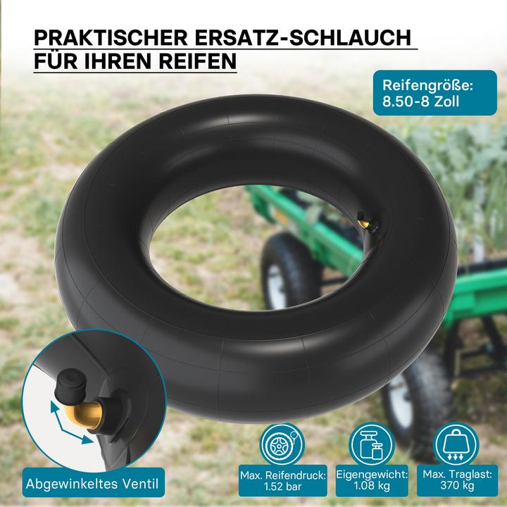 Actual product image Wiltec Inner tube for lawn mower tyre 18x8.50-8 with curved valve stem garden tractor (Lawn mower, Garden machinery spare parts)