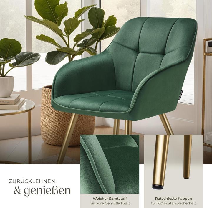 Produktbild tectake Stuhl Marilyn, Samtoptik, gesteppt