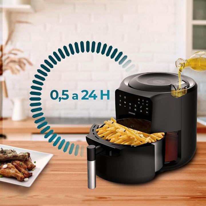 Immagine prodotto Cecotec Friggitrice ad aria senza olio con spruzzo automatico, controllo touchscreen, autopulizia, 8 menu