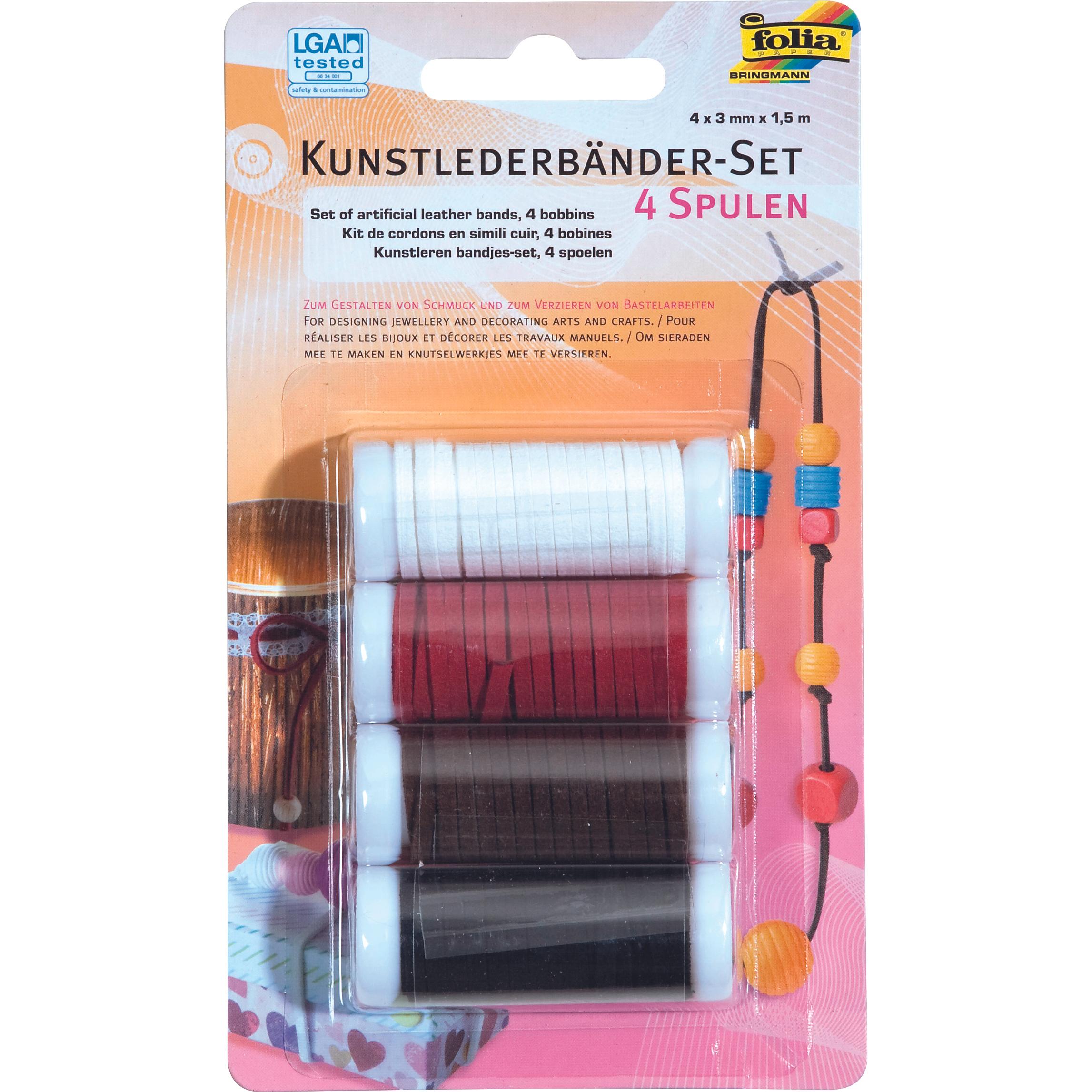 Magni Set di cinghie in ecopelle 4 bobine da 1,5m x 3mm, Accessori cucito, Multicolore