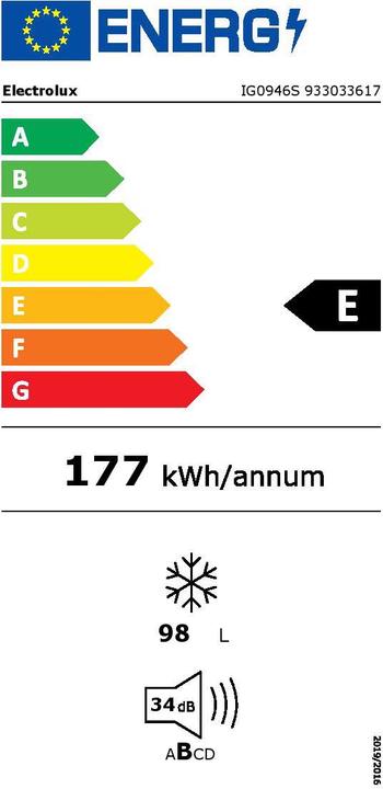 Energie-Label Electrolux IG0946S (Einbau, 98 l)