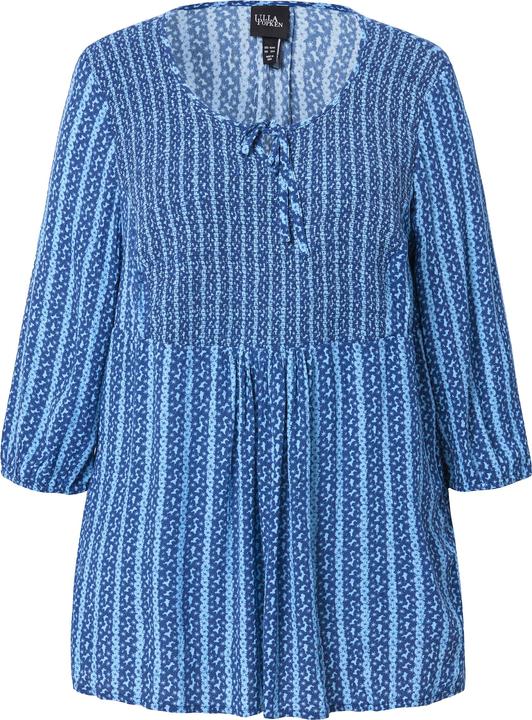 Actual product image Ulla Popken Floral Striped Smocked Bodice Blouse (50, 52)