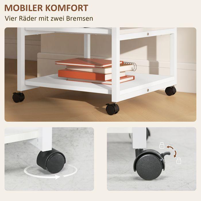 Image du produit Swisshandel24 Druckertisch mit Rolle, Druckerständer mit 3-Ebene, Druckerhalter Stahl, 50 x 50 x 52,5 cm (50 x 50 x 52.50 cm)