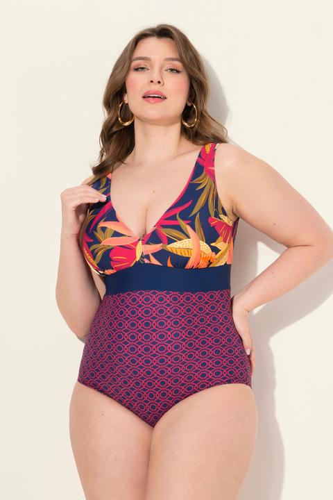 Actual product image Ulla Popken Mixed Print One Piece Swimsuit (54)